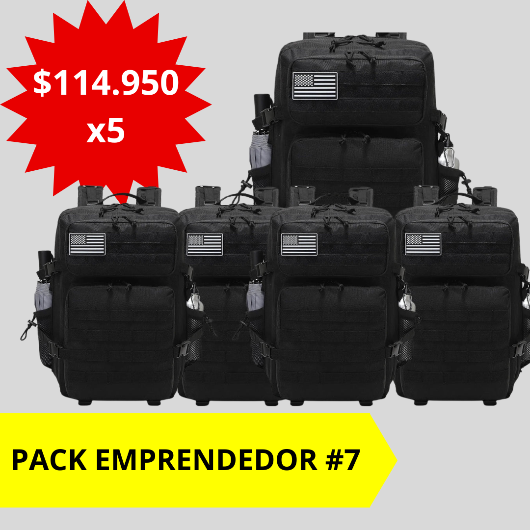x5 MOCHILA NEGRA TIPO MILITAR 45LT
