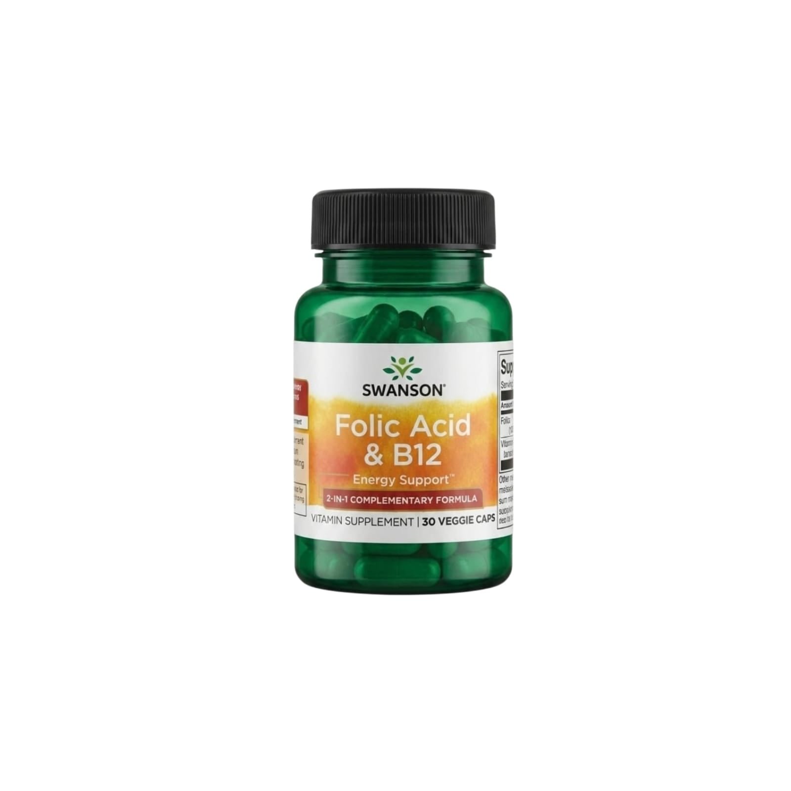 ACIDO FOLICO + VITAMINA B12 30 CAPSULAS - SWANSON