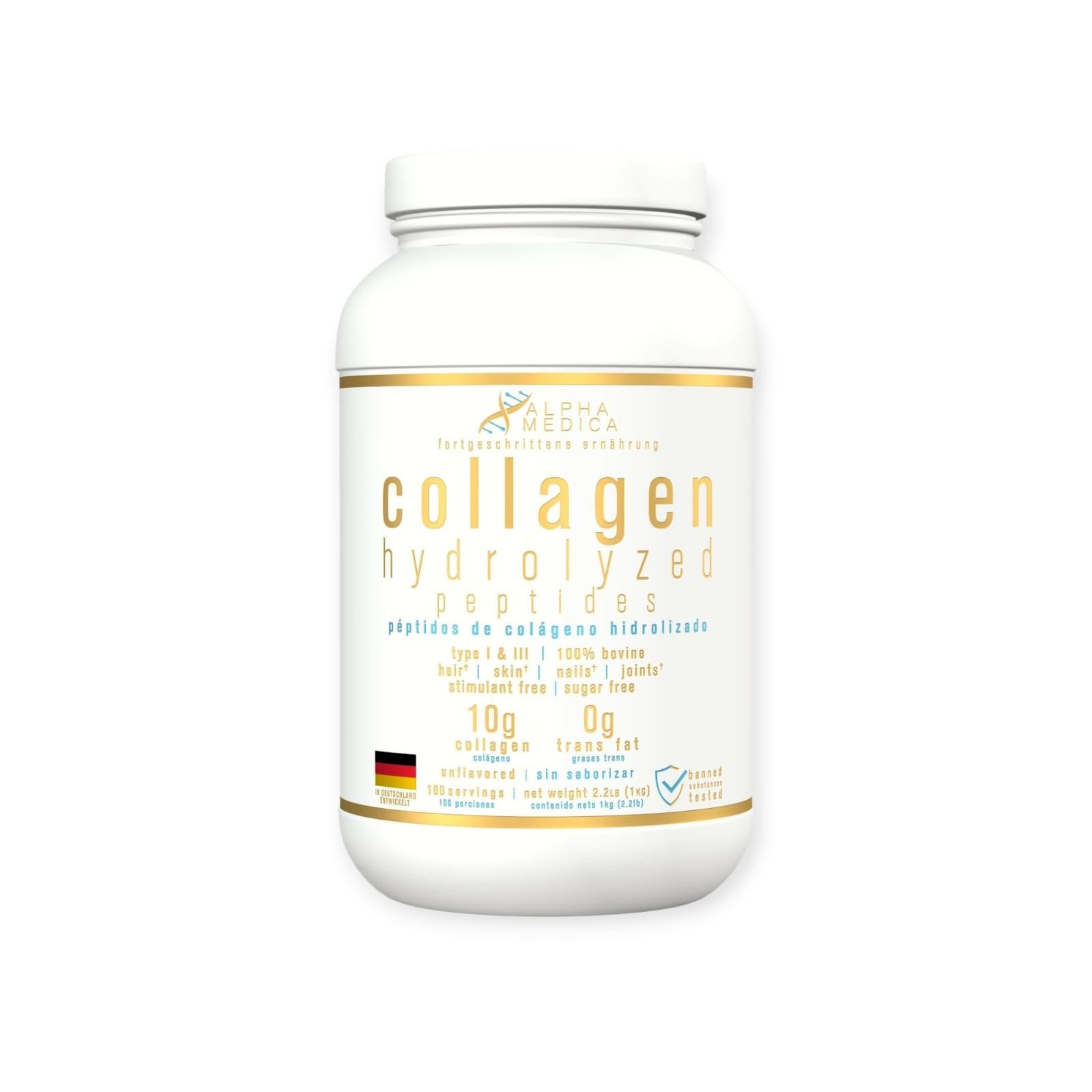 COLAGENO HIDROLIZADO PEPTIDOS 1KILO 100 SV - ALPHA MEDICA