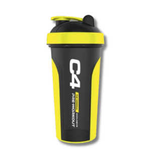 Shaker C4 Black/Yellow c/rejilla mezcladora (PLÁSTICO ENGOMADO ANTIDESLIZANTE)-CIERRE FACIL-700 ml