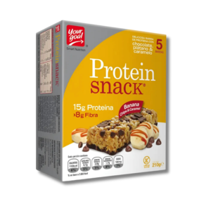 Protein SNACK 15 grs Protein Bar - 5 unidades/42 grs, banana, chips & caramel
