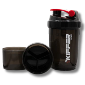 Shaker KIFFER c/batidor & 2 compartimientos (POLVO/PASTILLERO) Black-400 ml