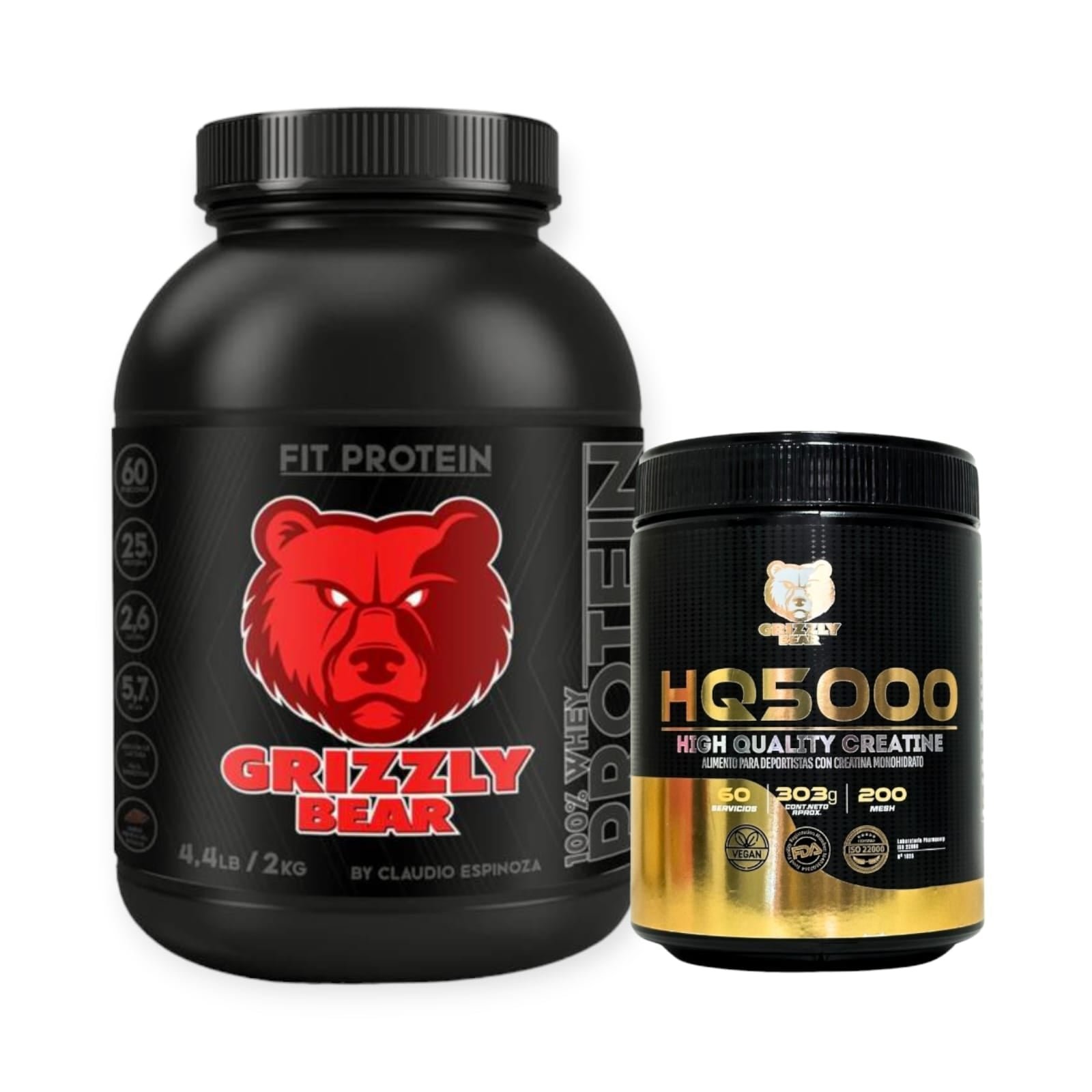 PACK FIT PROTEIN 2KG 60SV + CREATINA 60SV - GRIZZLY BEAR