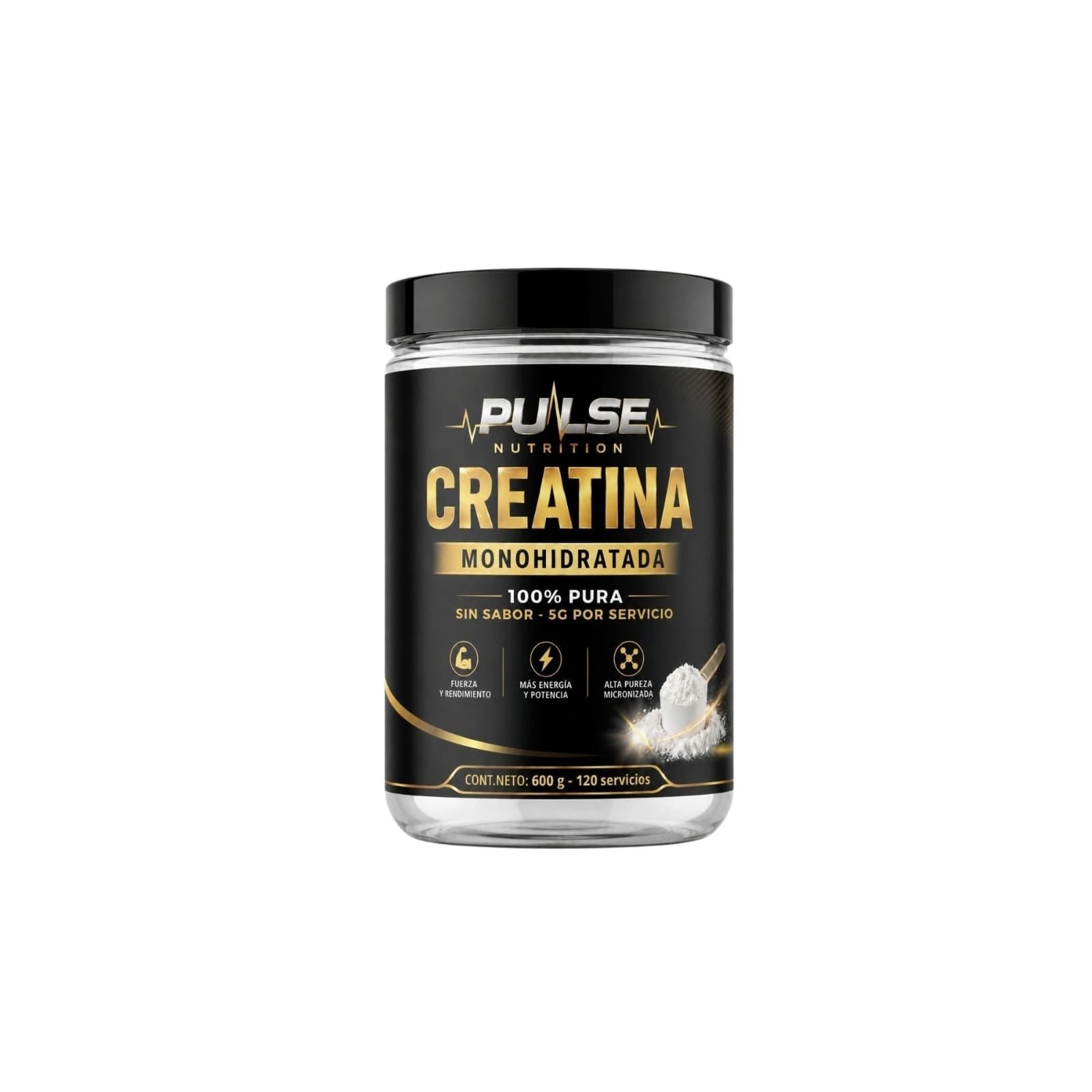 CREATINA MONOHIDRATADA 600GR SIN SABOR - PULSE NUTRITION