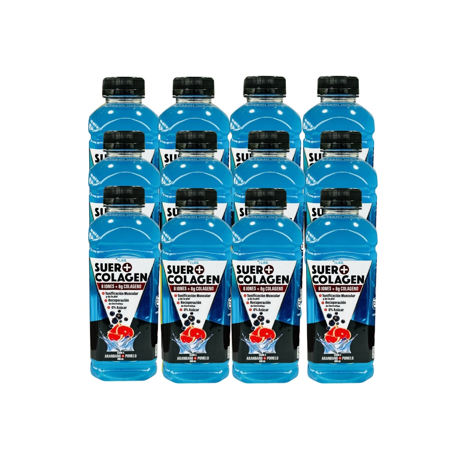 PACK X12 SUERO COLAGEN 8 IONES + 8G COLAGENO 630ML - BY I LIKE
